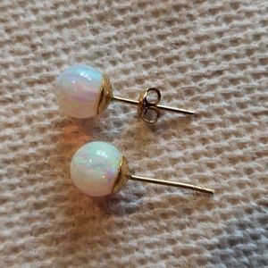 Opal earrings and opal necklace charm